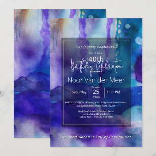 Flowing Light Abstract Watercolor Invitation