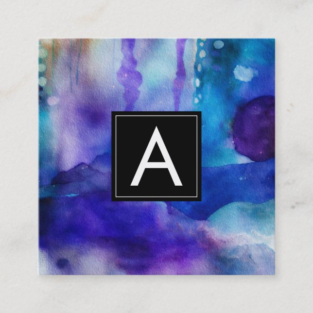  Flowing Light | Abstract Watercolor   Square Business Card (Front)