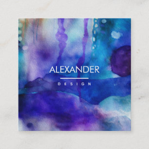  Flowing Light   Abstract Watercolor   Square Business Card