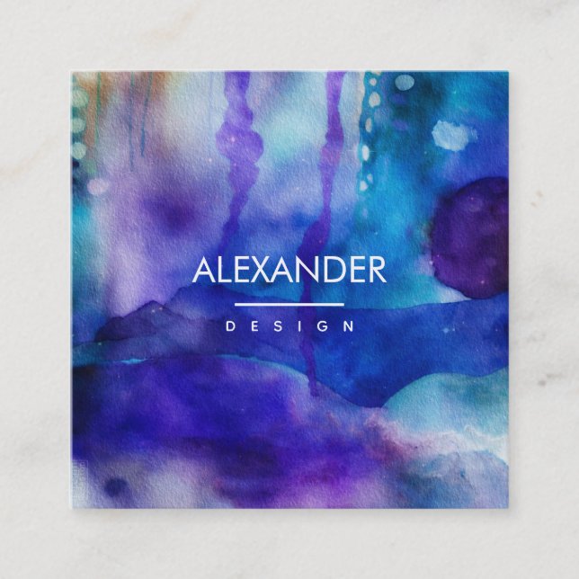  Flowing Light | Abstract Watercolor   Square Business Card (Front)