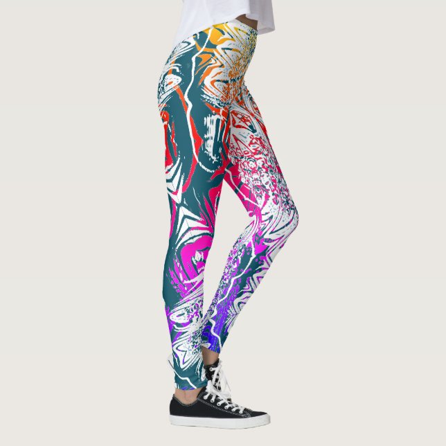 Flowing like Water Abstract Computational Art Leggings (Right)