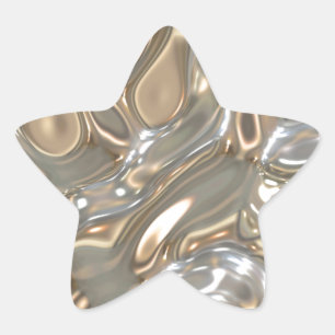 Flowing Liquid Gold and Silver Star Sticker