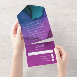 Flowing Luxury Ink Wedding All In One Invitation