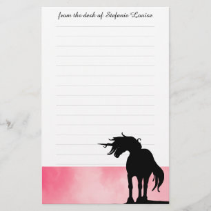 Flowing Mane Unicorn (misty pink) Stationery