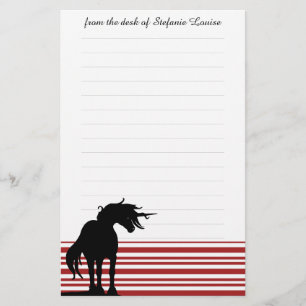 Flowing Mane Unicorn (red stripes) Stationery