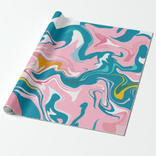 Flowing Marble Design with Pink and Teal Wrapping Paper