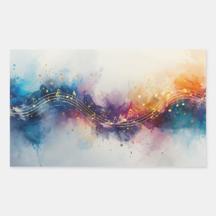 Flowing Musical Notes Art Wallpapers & Backgrounds Rectangular Sticker