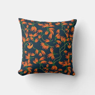  Flowing Orange Floral Pattern Cushion