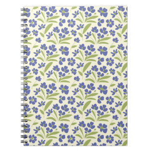 Flowing Organic Floral Blue Green On Cream 0111A Notebook