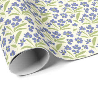  Flowing Organic Floral Blue Green On Cream 0111A Wrapping Paper