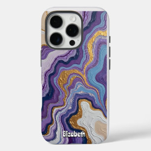 Flowing Purple and Gold Abstract Art iPhone 16 Pro Case