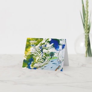 Flowing river with green and blue colours card