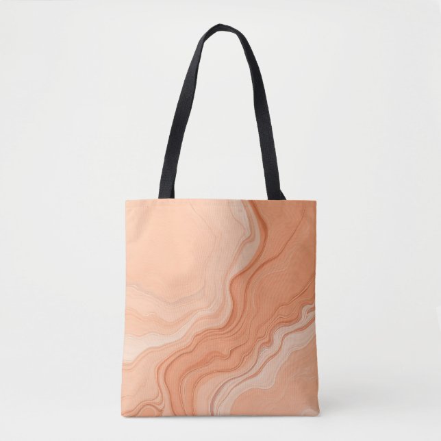 Flowing Shapes in Soft Peach Abstract Tote Bag (Front)