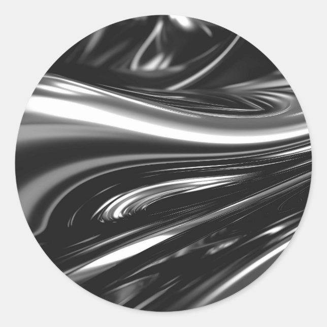 Flowing Silver Metal  Classic Round Sticker (Front)