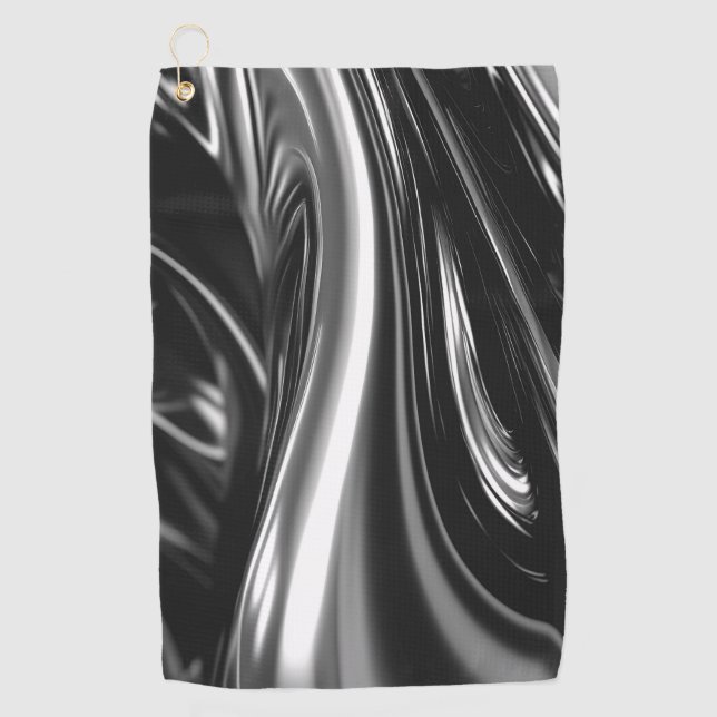 Flowing Silver Metal  Golf Towel (Front)