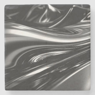 Flowing Silver Metal  Stone Coaster