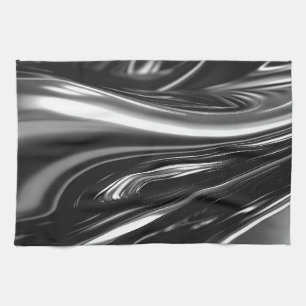 Flowing Silver Metal  Tea Towel