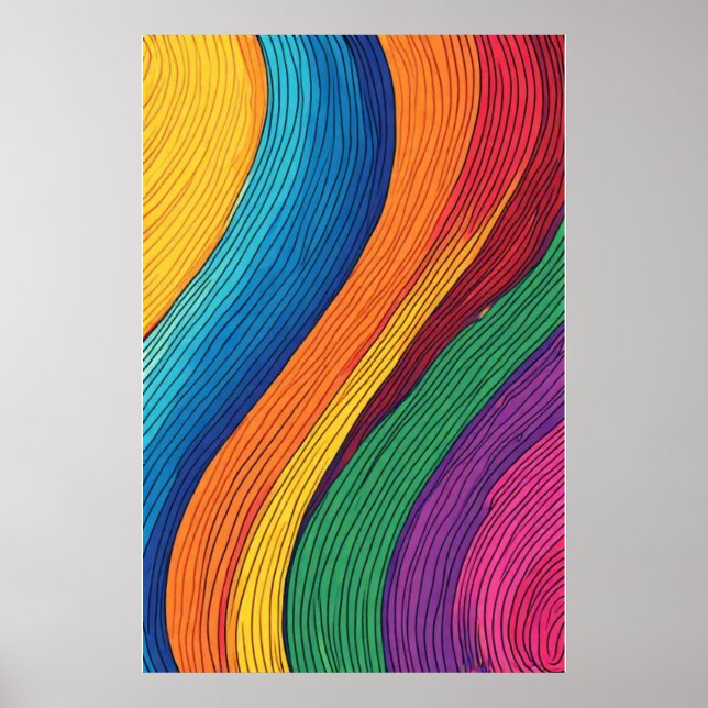 Flowing Spectrum: A Vibrant Abstract Rainbow Poster (Front)