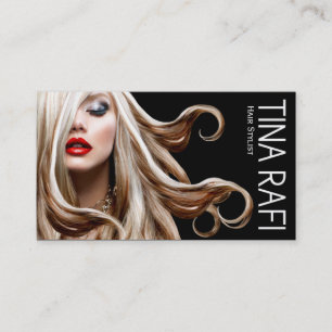 Flowing Tresses Hair Stylist blonde black Business Card