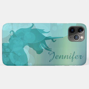 Flowing Unicorn Silhouette L (teal w/teal bubbles) Case-Mate iPhone Case