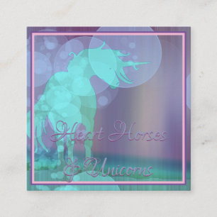 Flowing Unicorn Silhouette (teal/purple) Square Business Card
