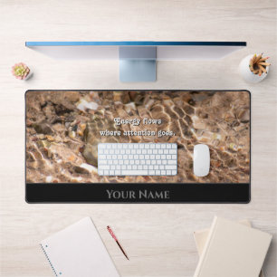Flowing water motivational quote positive mindset desk mat