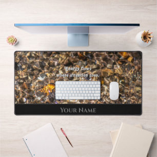 Flowing water motivational quote positive mindset desk mat