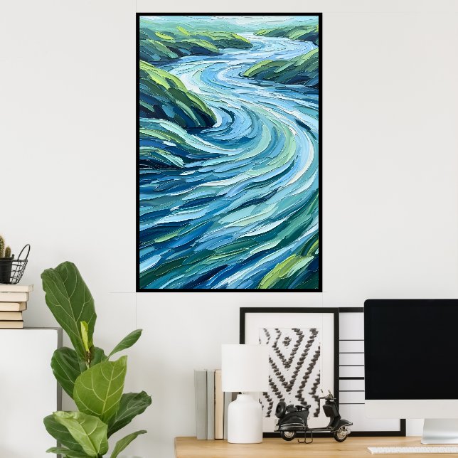 Flowing Water Movement Art Poster (Home Office)