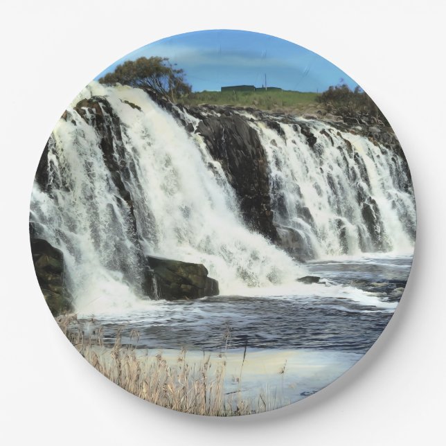 Flowing Waters of Hopkins Falls Paper Plate (Front)