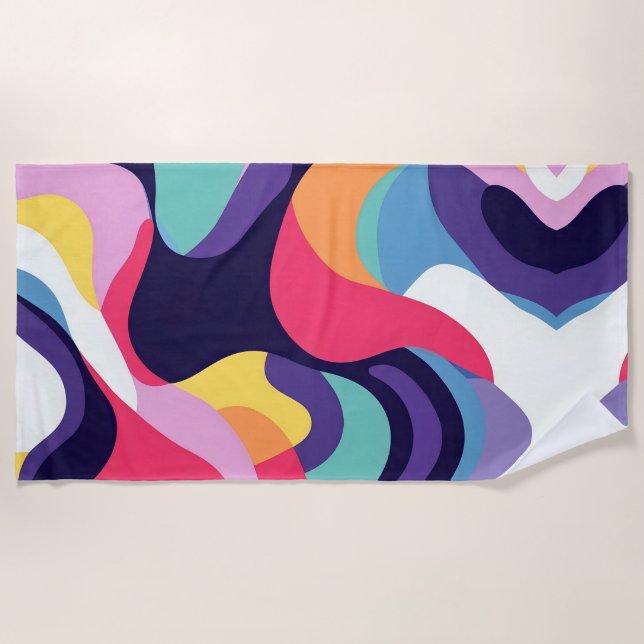 Flowing Waves abstract 6 Beach Towel (Front)