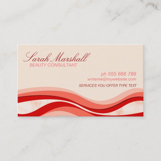 Flowing Waves Beauty Business Card (Front)