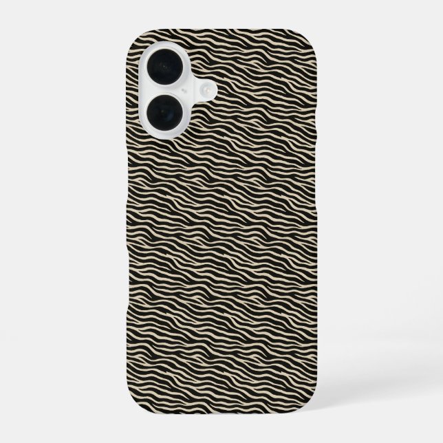 Flowing Zebra Pattern Bath Mat iPhone 16 Case (Back)