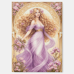 Flowy golden hair lady in dress magnet