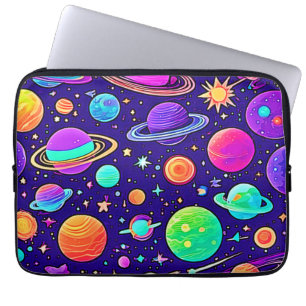 Flowy Neons: Planets & Stars Laptop Sleeve