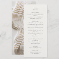 Flowy sculpted ivory wedding menu