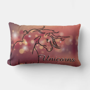 Flowy Unicorn (maroon stars) Lumbar Cushion