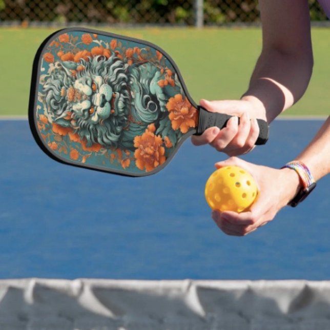 Flu Lion of Wisdom Pickleball Paddle (Asian Lion Head  pickleball paddle hand wrapped grip honeycomb core. 15.75” x 7.75” 8 oz weight. 

)