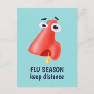 Flu Season Keep Distance Runny Nose Health Humour Postcard
