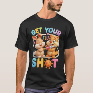 Flu Shot Bunny And Squirrel Funny Medical Vaccine T-Shirt