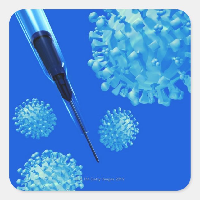 Flu vaccine, conceptual computer artwork. square sticker (Front)