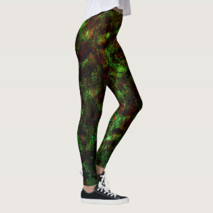 Fluctuation of dark spots on showy green and red leggings