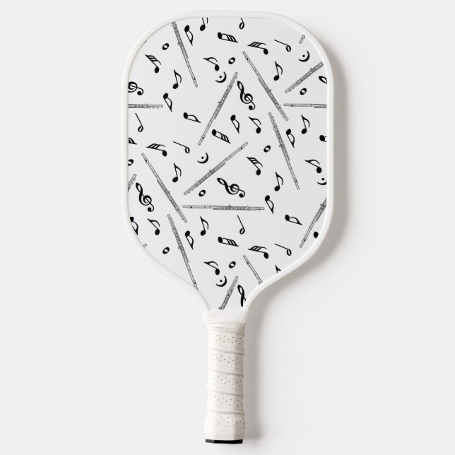 Flue Music Notes Pattern Pickleball Paddle (Back)
