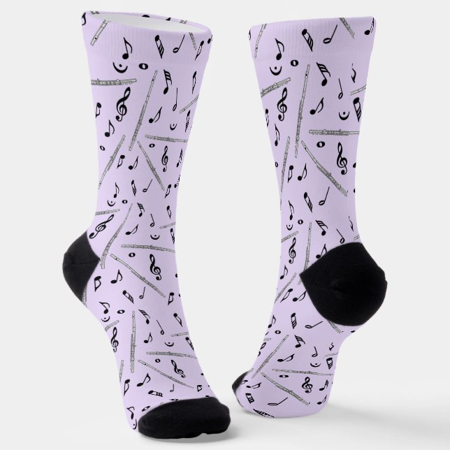 Flue Music Notes Pattern Socks (Angled)