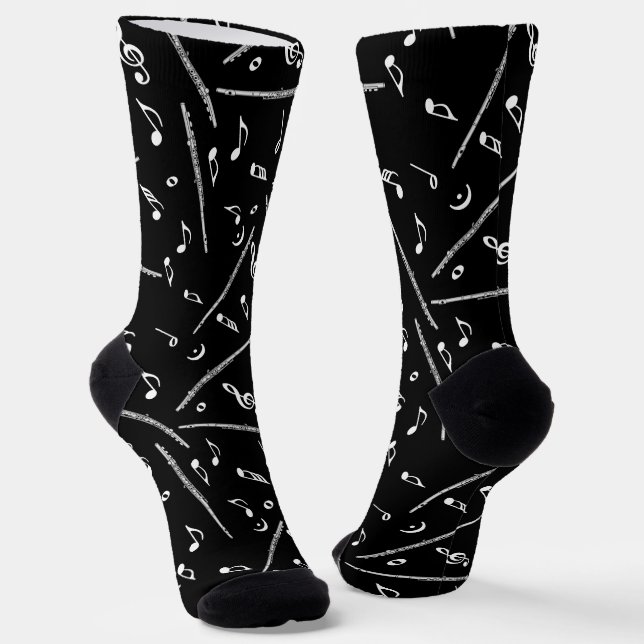 Flue Music Notes Pattern Socks (Angled)