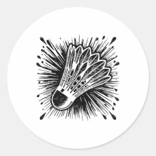 Fluent In Badminton Player Shuttle  Classic Round Sticker