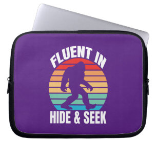 Fluent in Hide and Seek Funny Bigfoot Laptop Sleeve