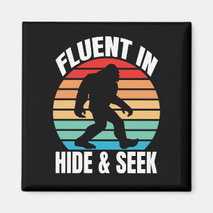 Fluent in Hide and Seek Funny Bigfoot Magnet