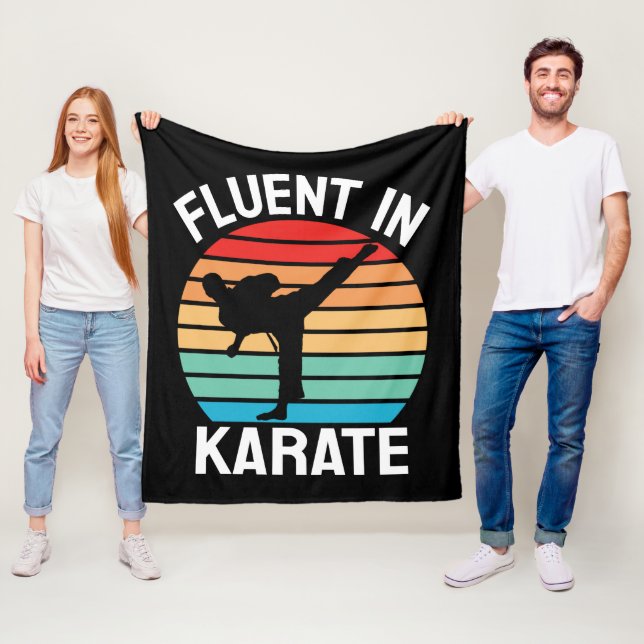 Fluent in Karate Funny Karate Fleece Blanket (In Situ)