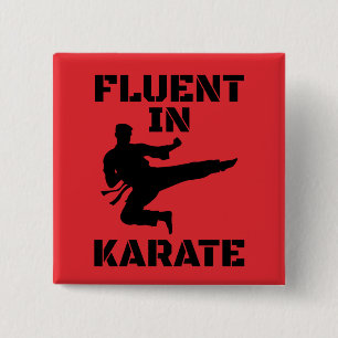 Fluent in Karate Funny Karate T-Shirt 15 Cm Square Badge