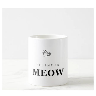 Fluent in Meow Funny Cat Lover Paw Print Mug